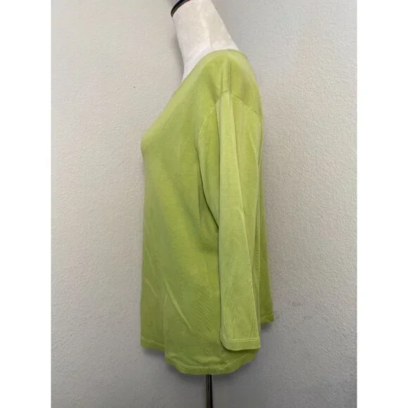 Naturals Coldwater Creek Women's Lime Green Pullover‎ Blouse Size XL - Picture 4 of 12